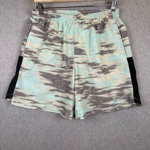 Nike Dri Fit Mens Size Large Drawstring Waist Swim Trunks Shorts Blue Brown - Picture 1 of 7